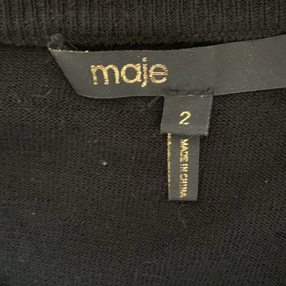 Maje Black Sequin Holiday Sweater FLAWED Size 2 gorgeous - Picture 5 of 10